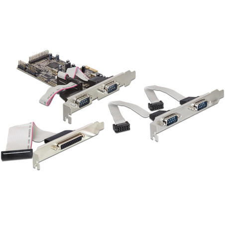 Delock PCI Express x1 Karte zu 4 x Seriell, 1 x Parallel
