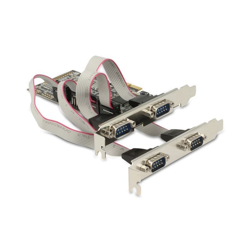 Delock PCI Express x1 Karte zu 4 x Seriell RS-232 mit Standard und Low Profile Slotblenden