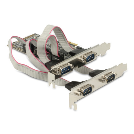 Delock PCI Express x1 Karte zu 4 x Seriell RS-232 mit Standard und Low Profile Slotblenden