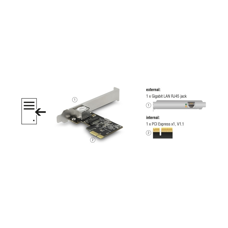 Delock PCI Express x1 Netzwerkkarte Gigabit LAN 1 x RJ45 RTL8111