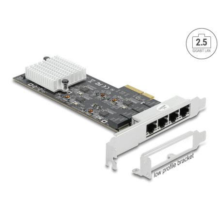 Delock PCI Express x4 Netzwerkkarte 2,5 Gigabit LAN 4 x RJ45 RTL8125