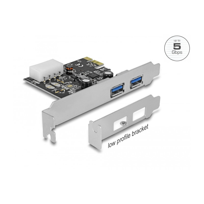 Delock PCI Express x1 Karte - 2 x extern SuperSpeed USB 5 Gbps (USB 3.2 Gen 1) Typ-A Buchse