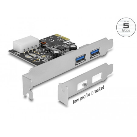 Delock PCI Express x1 Karte - 2 x extern SuperSpeed USB 5 Gbps (USB 3.2 Gen 1) Typ-A Buchse