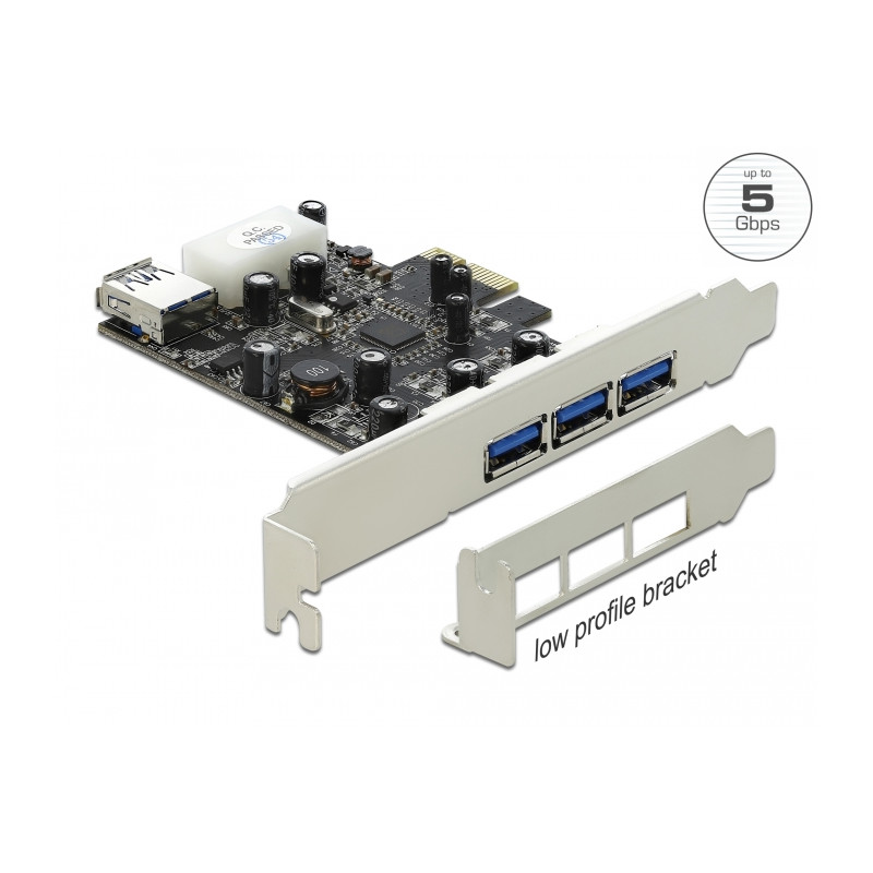 Delock PCI Express x1 Karte - 3 x extern + 1 x intern USB 3.0 Typ-A Buchse
