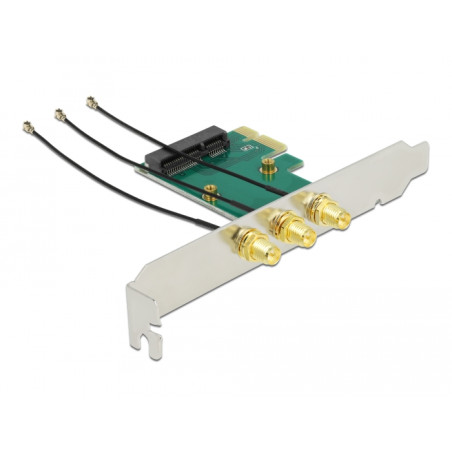 Delock PCI Express x1 Karte - Mini PCIe Slot + 3 RP-SMA Anschlüsse