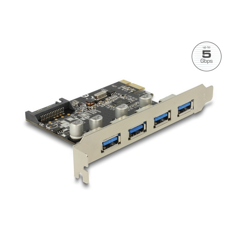 Delock PCI Express x1 Karte zu 4 x extern USB Typ-A Buchse SuperSpeed USB 5 Gbps (USB 3.2 Gen 1)