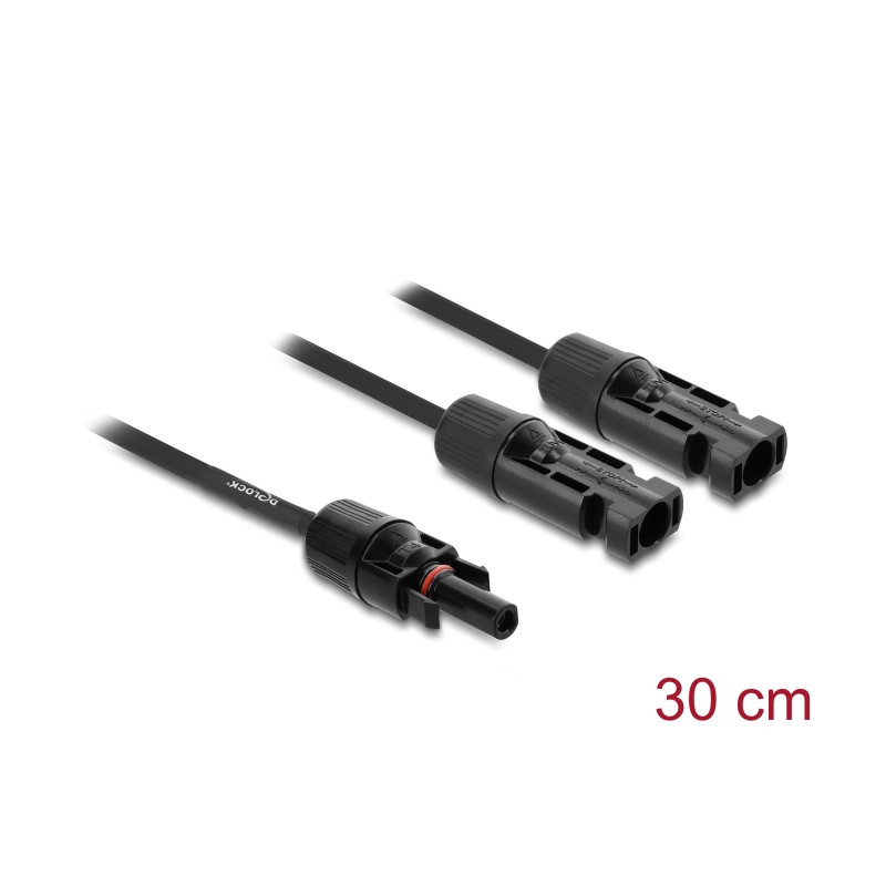 Delock DL4 Solar Splitter Kabel 2 x Stecker zu 1 x Buchse 30 cm schwarz