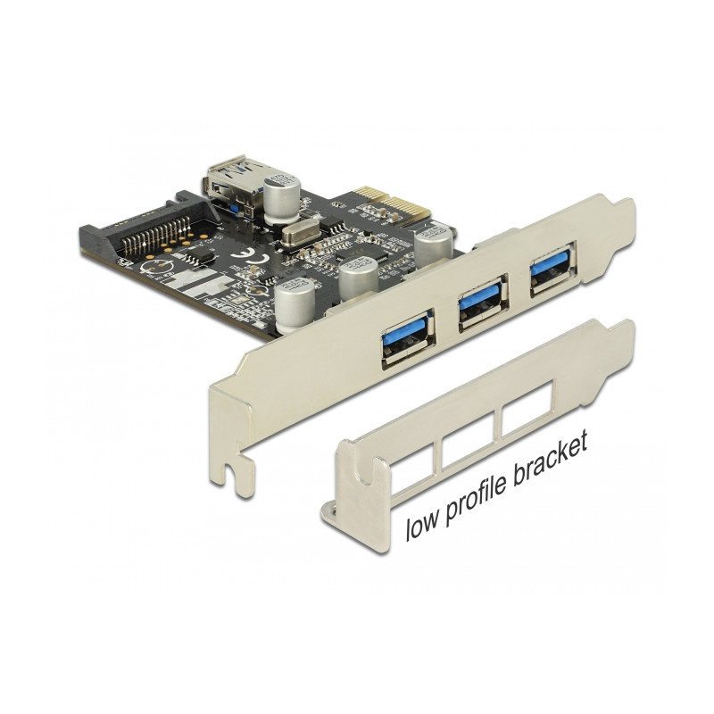 Delock PCI Express x1 Karte zu 3 x extern + 1 x intern USB 5 Gbps Typ-A Buchse