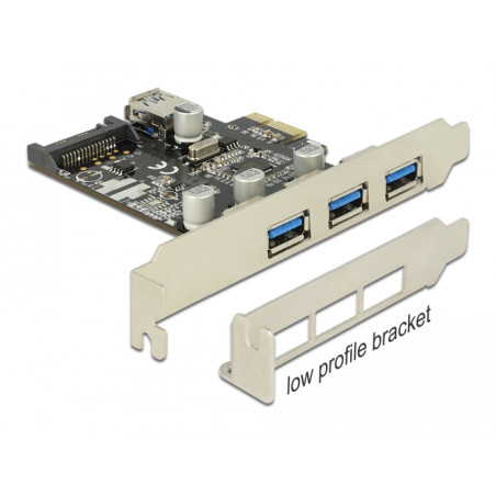 Delock PCI Express x1 Karte zu 3 x extern + 1 x intern USB 5 Gbps Typ-A Buchse