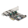 Delock PCI Express x1 Karte zu 3 x extern + 1 x intern USB 5 Gbps Typ-A Buchse