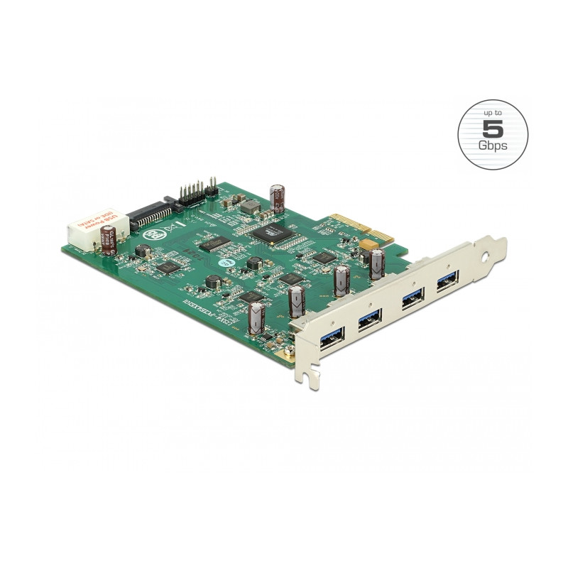 Delock PCI Express Karte x4 - 4 x extern USB 3.0-A (Quad Channel)