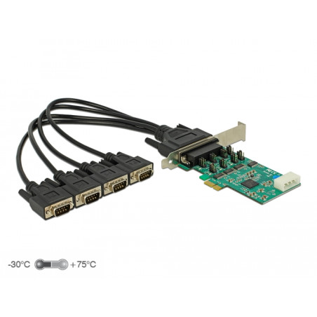 Delock PCI Express x1 Karte zu 4 x Seriell RS-232 High Speed 921K mit Spannungsversorgung