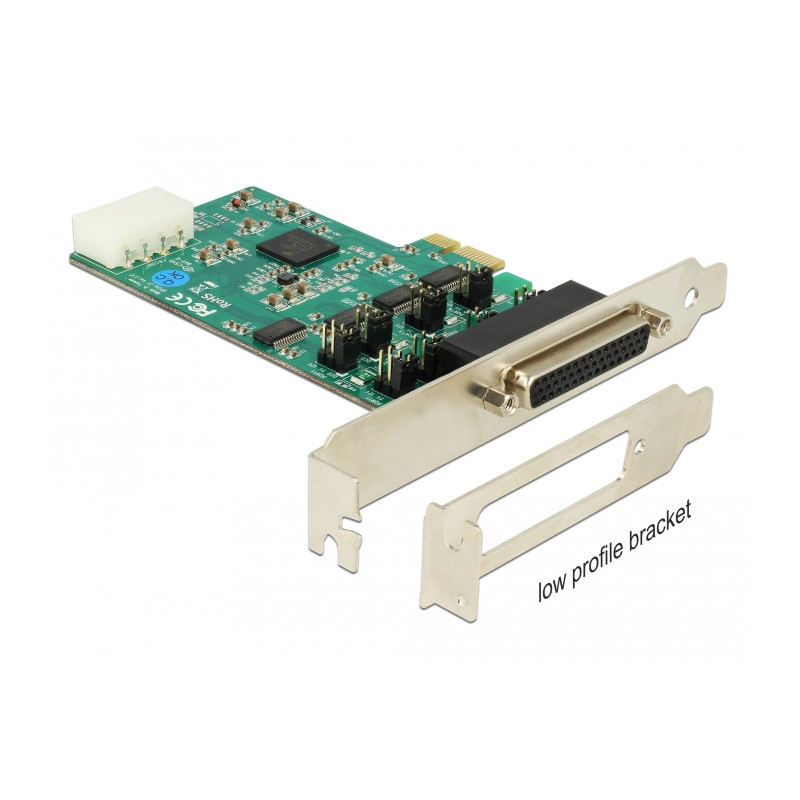 Delock PCI Express x1 Karte zu 4 x Seriell RS-232 High Speed 921K mit Spannungsversorgung
