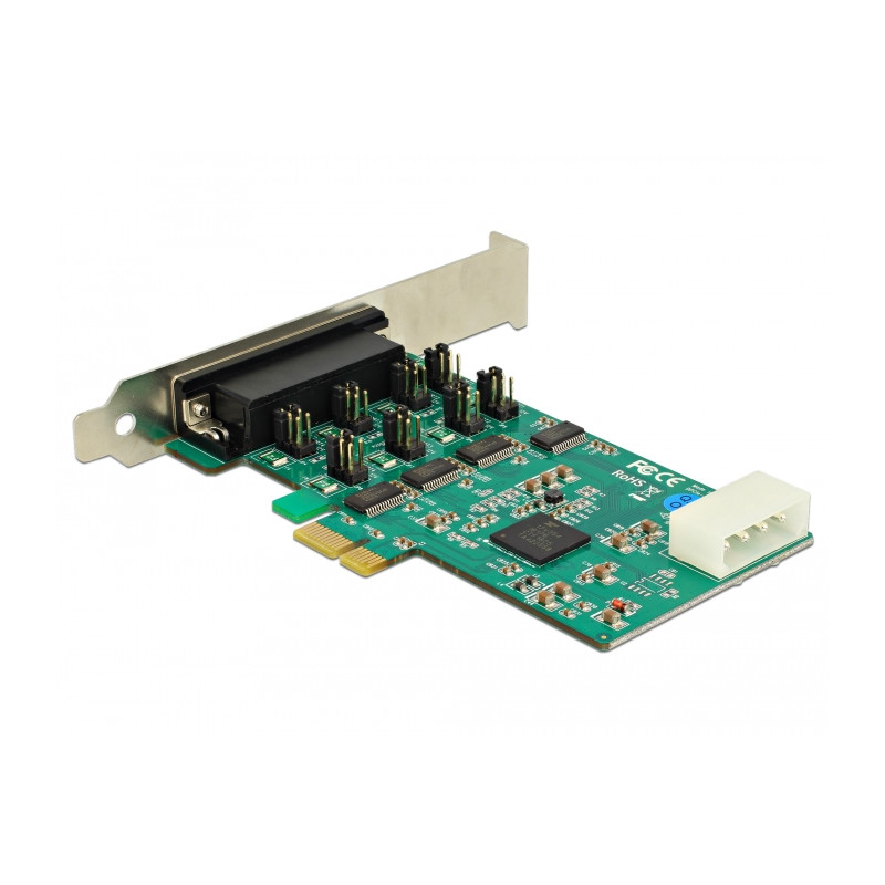 Delock PCI Express x1 Karte zu 4 x Seriell RS-232 High Speed 921K mit Spannungsversorgung