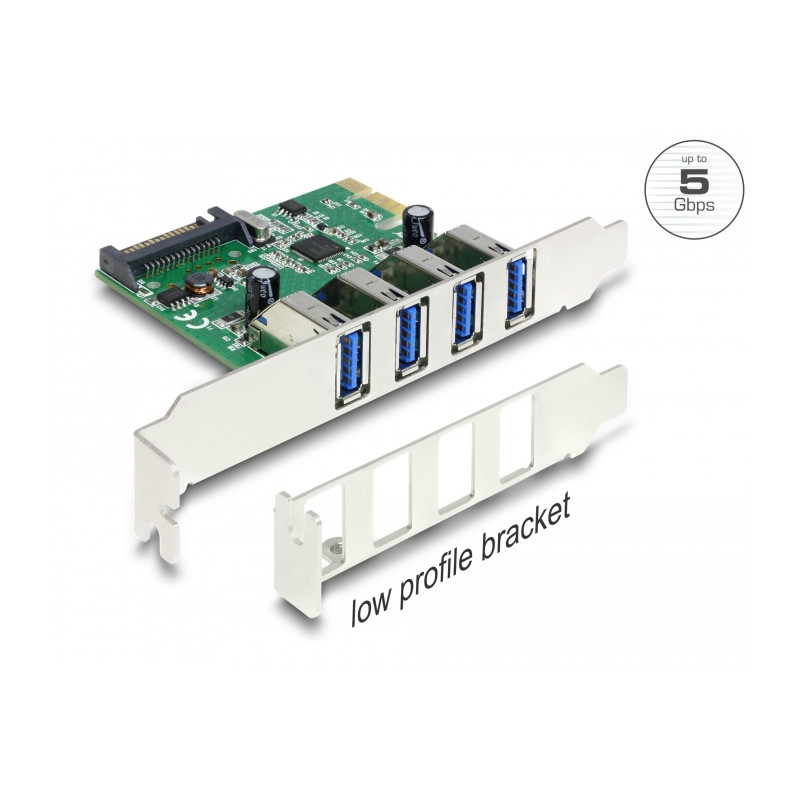 Delock PCI Express x1 Karte zu 4 x extern USB Typ-A Buchse USB 5 Gbps
