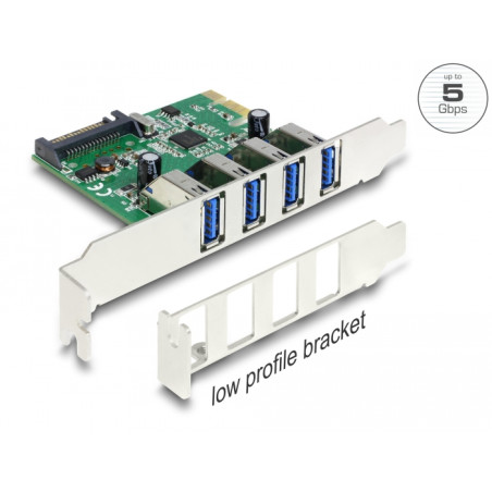 Delock PCI Express x1 Karte zu 4 x extern USB Typ-A Buchse USB 5 Gbps