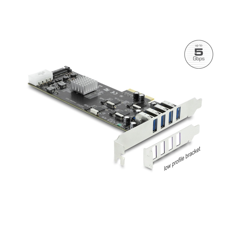 Delock PCI Express x4 Karte zu 4 x extern USB 5 Gbps Quad Channel - Low Profile Formfaktor