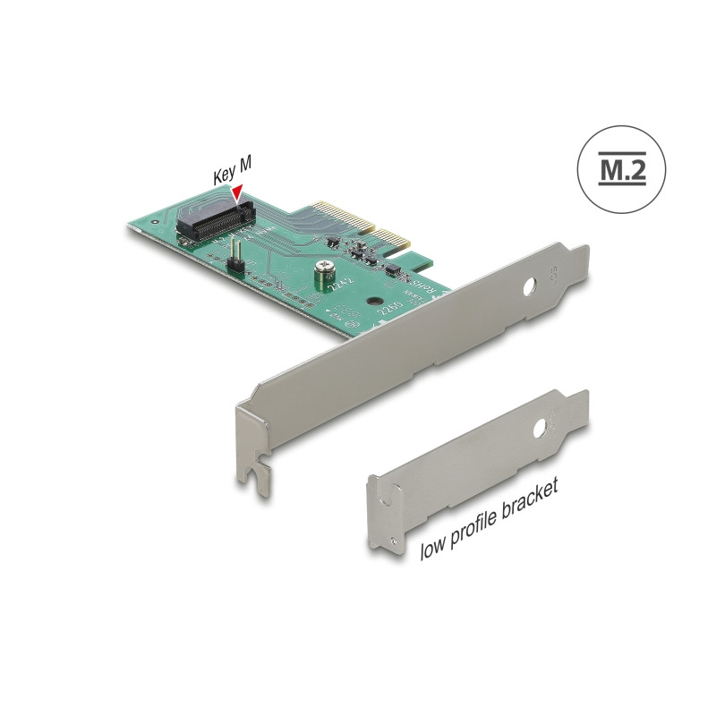 Delock PCI Express x4 Karte - 1 x intern NVMe M.2 Key M 80 mm - Low Profile Form Faktor