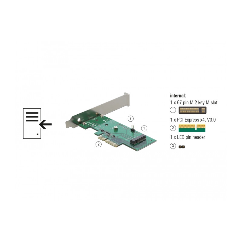 Delock PCI Express x4 Karte - 1 x intern NVMe M.2 Key M 80 mm - Low Profile Form Faktor