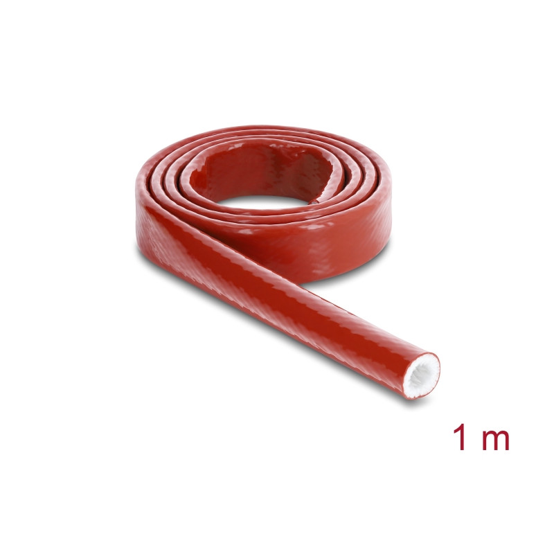 Delock Feuerfester Schutzschlauch silikonbeschichtet 1 m x 10 mm rot
