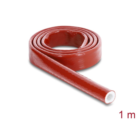 Delock Feuerfester Schutzschlauch silikonbeschichtet 1 m x 10 mm rot