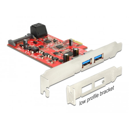 Delock PCI Express x1 Karte - 2 x extern USB 3.0 + 2 x intern SATA 6 Gb/s – Low Profile Form Faktor