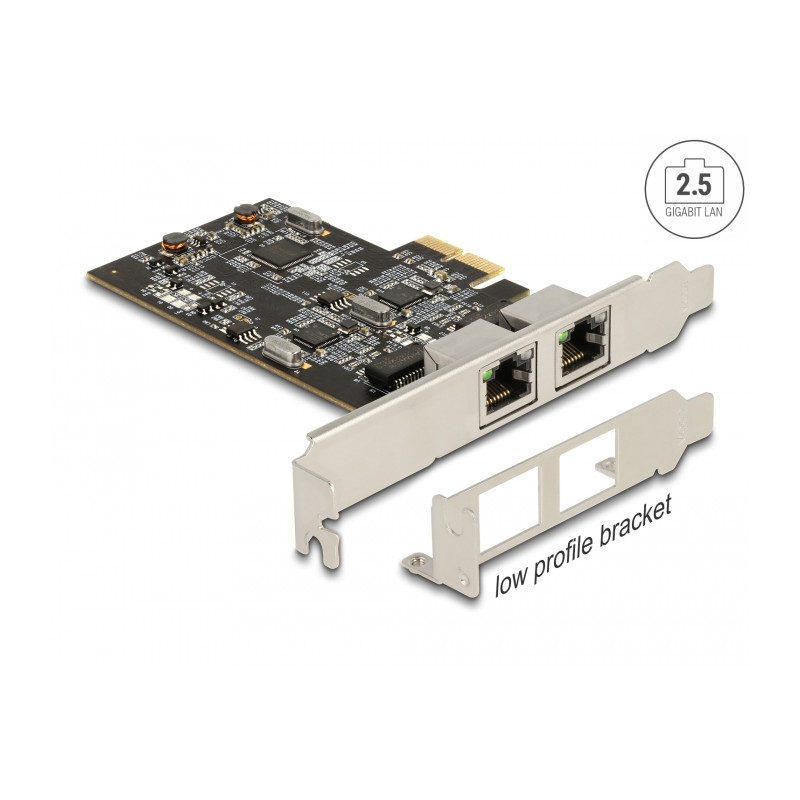 Delock PCI Express x2 Netzwerkkarte 2,5 Gigabit LAN 2 x RJ45 i225