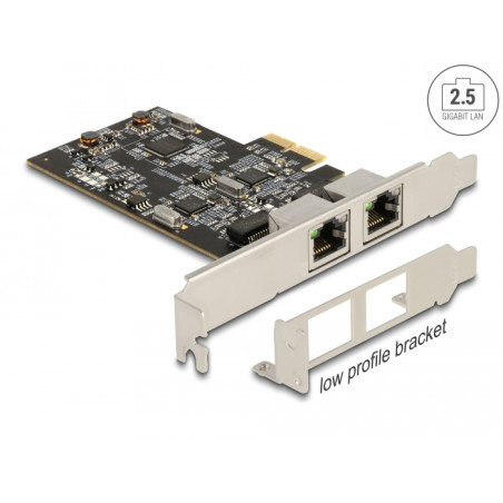 Delock PCI Express x2 Netzwerkkarte 2,5 Gigabit LAN 2 x RJ45 i225