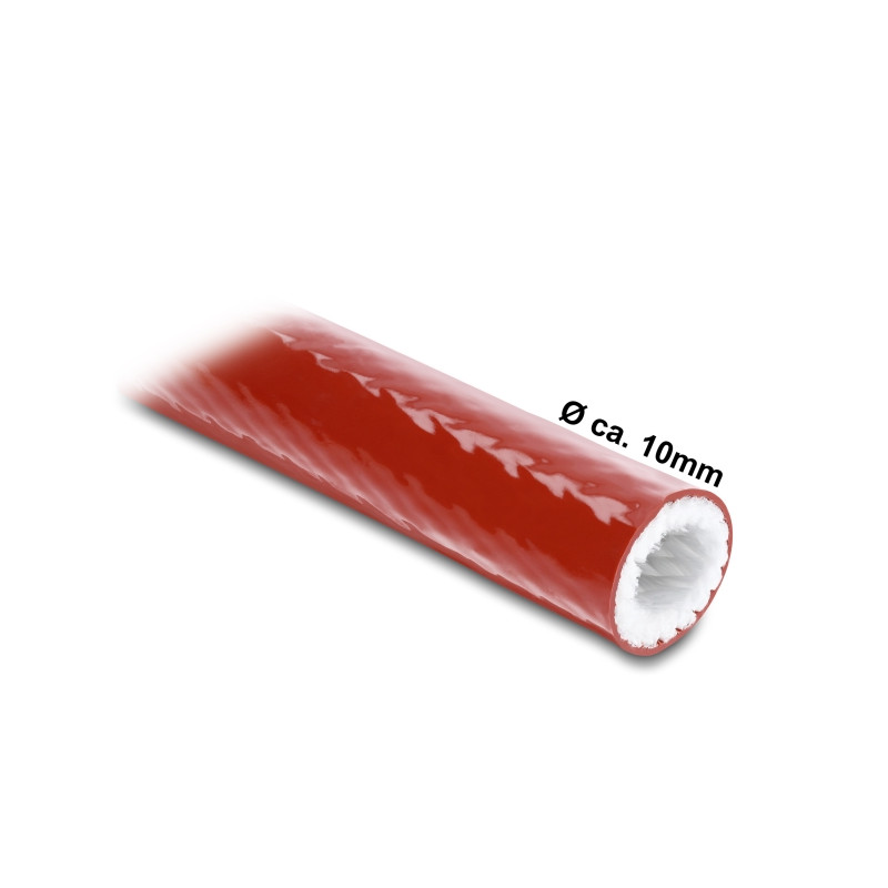 Delock Feuerfester Schutzschlauch silikonbeschichtet 1 m x 10 mm rot