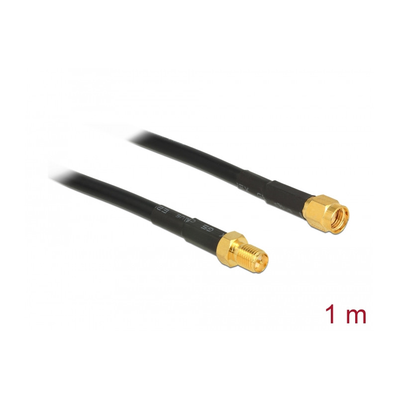 Delock Antennenkabel RP-SMA Stecker - RP-SMA Buchse CFD/RF200 1 m low loss