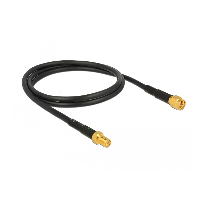 Delock Antennenkabel RP-SMA Stecker - RP-SMA Buchse CFD/RF200 1 m low loss