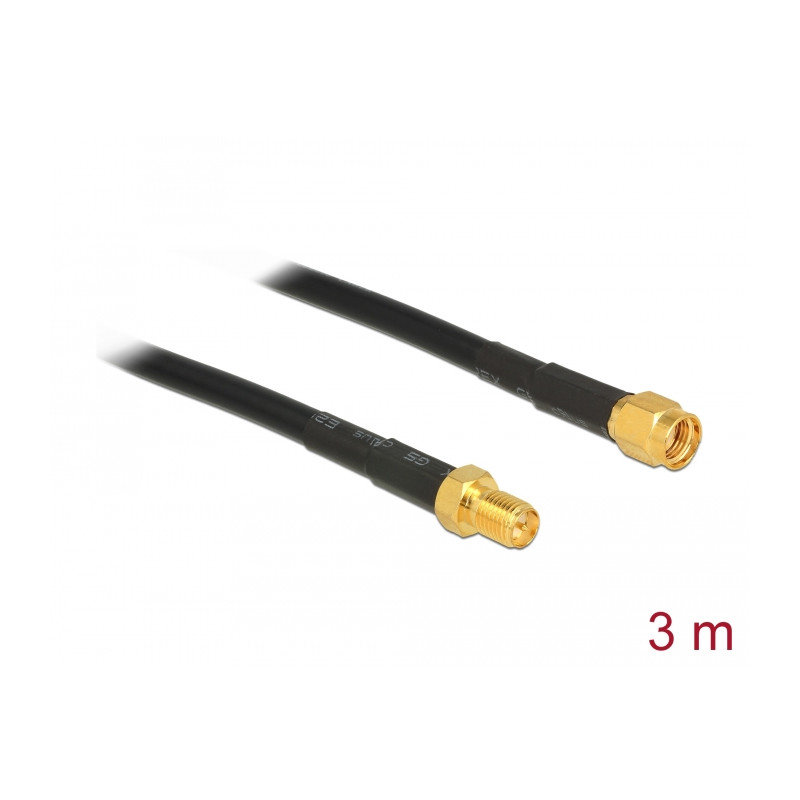 Delock Antennenkabel RP-SMA Stecker - RP-SMA Buchse CFD/RF200 3 m low loss