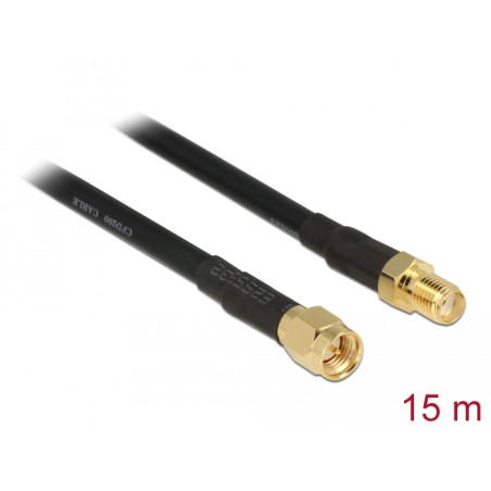 Delock Antennenkabel SMA Stecker - SMA Buchse CFD/RF200 15 m low loss
