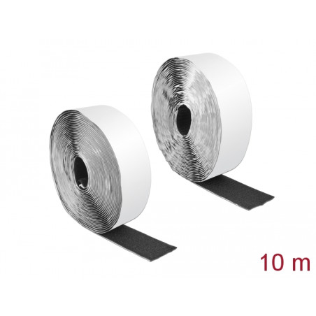 Delock Klettband selbstklebend mit Haft- und Flauschband L 10 m x B 50 mm schwarz