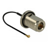 Delock Antennenkabel N Buchse zum Einbau zu I-PEX Inc., MHF® I Stecker 1.37 13 cm Gewindelänge 22 mm spritzwassergeschützt