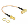 Delock Antennenkabel RP-SMA Stecker 90° - RP-SMA Buchse zum Einbau RG-316 16 cm