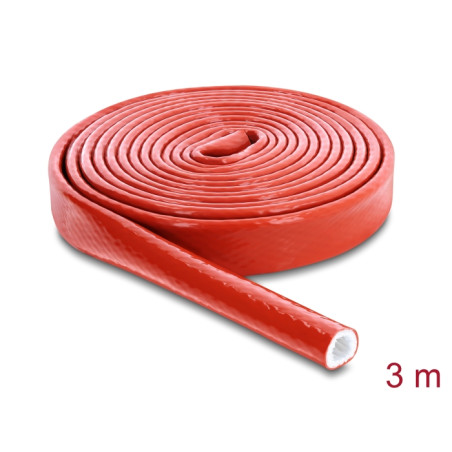 Delock Feuerfester Schutzschlauch silikonbeschichtet 3 m x 10 mm rot