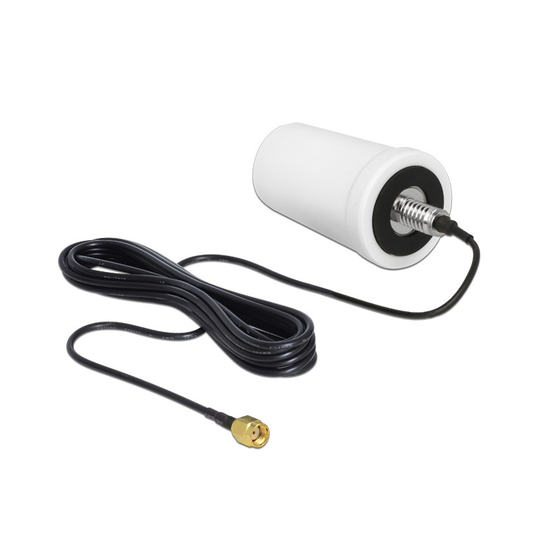 Delock WLAN Antenne RP-SMA 802.11 ac/a/h/b/g/n 0 dBi 3 m ULA100 omnidirektional weiß Outdoor