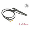 Delock Dualband WLAN WiFi 6 Doppelantenne 2 x I-PEX Inc., MHF® I Stecker 5 dBi 2 x 50 cm PCB intern Klebemontage