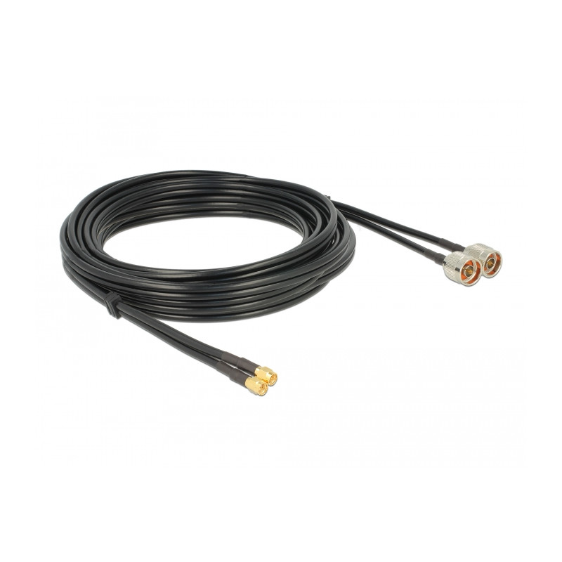 Delock Antennenkabel N Stecker - SMA Stecker Twinkabel RG-58 C/U 10 m