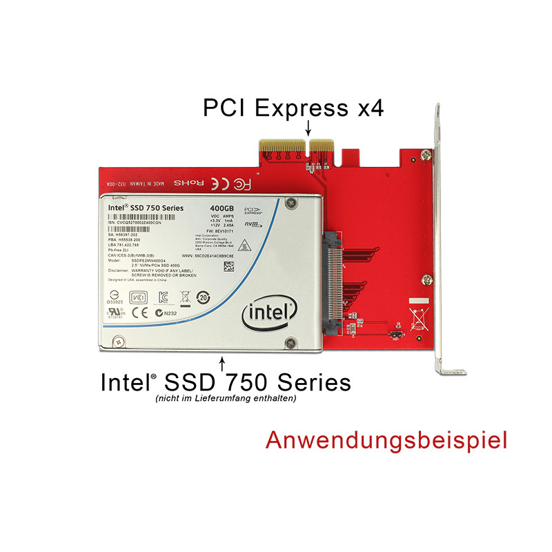 Delock PCI Express x4 Karte - 1 x intern U.2 NVMe SFF-8639