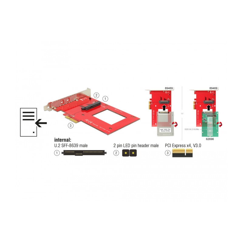 Delock PCI Express x4 Karte - 1 x intern U.2 NVMe SFF-8639