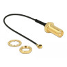 Delock Antennenkabel RP-SMA Buchse zum Einbau zu I-PEX Inc., MHF® I Stecker 1.13 10,0 cm Gewindelänge 10 mm