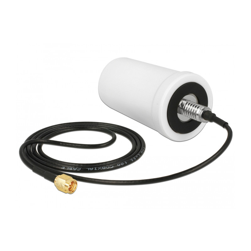 Delock WLAN 802.11 ac/a/h/b/g/n Antenne SMA Stecker 1,4 - 3,0 dBi omnidirektional mit Anschlusskabel ULA100 1 m weiß outdoor
