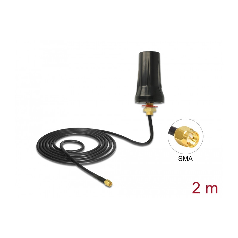 Delock ISM 433 MHz Antenne SMA Stecker 2 dBi omnidirektional schwarz Dachmontage outdoor