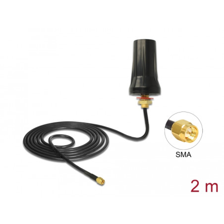 Delock ISM 433 MHz Antenne SMA Stecker 2 dBi omnidirektional schwarz Dachmontage outdoor