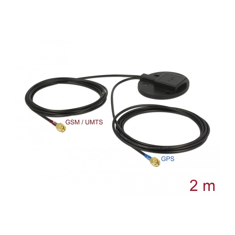 Navilock Multiband GNSS UMTS GSM LTE SMA 28 dBi / 2 dBi Antenne 2 x 2 m RG-174 omnidirektional Montageplatte