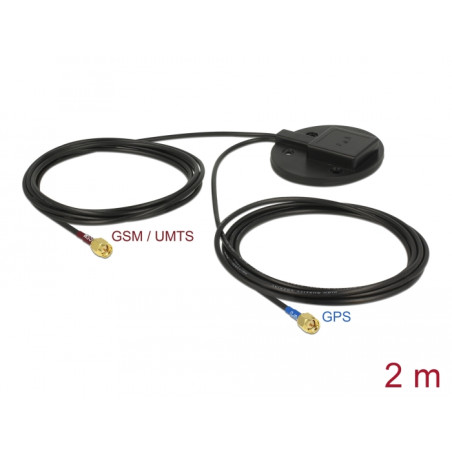 Navilock Multiband GNSS UMTS GSM LTE SMA 28 dBi / 2 dBi Antenne 2 x 2 m RG-174 omnidirektional Montageplatte