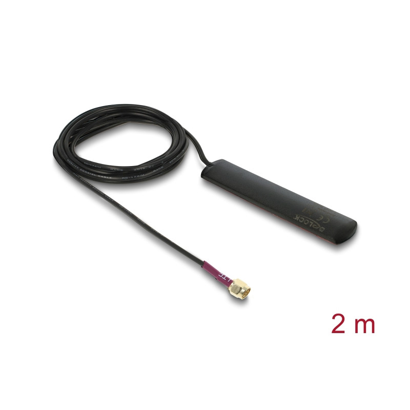 Delock GSM UMTS LTE WLAN 2,4 GHz Antenne SMA Stecker 2 dBi omnidirektional starr schwarz Klebemontage