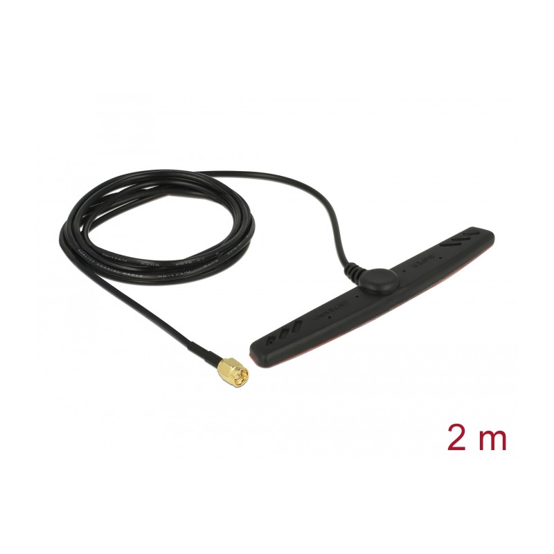 Delock GSM UMTS LTE Antenne SMA Stecker 2,5 dBi 2 m RG-174 omnidirektional Klebemontage